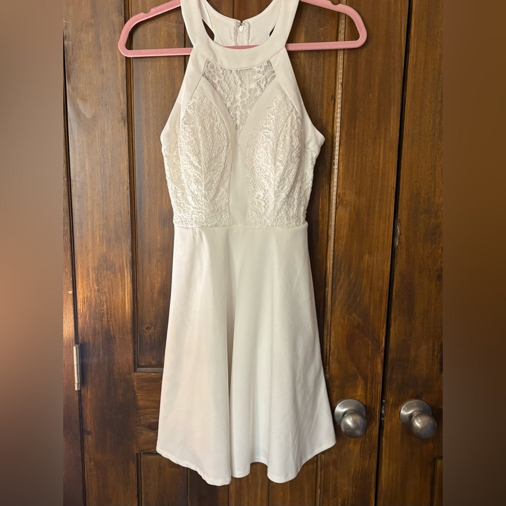 Xtraordinary White Lace Halter Dress